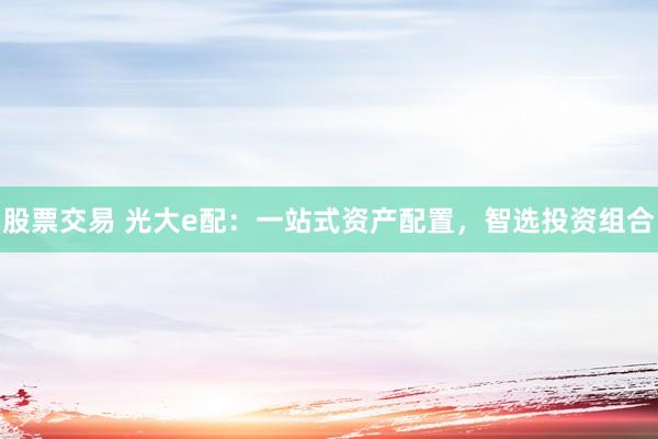 股票交易 光大e配：一站式资产配置，智选投资组合