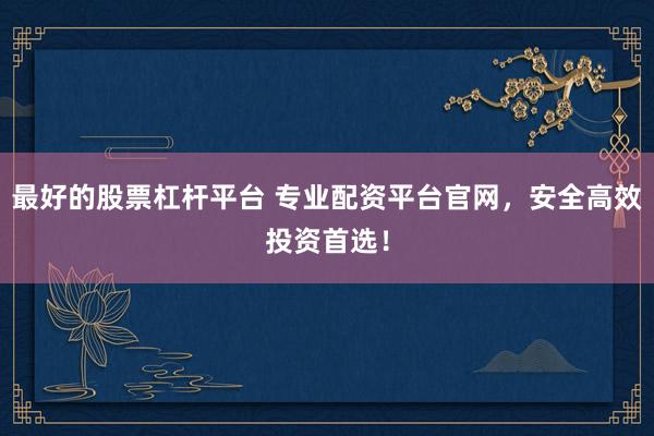 最好的股票杠杆平台 专业配资平台官网，安全高效投资首选！