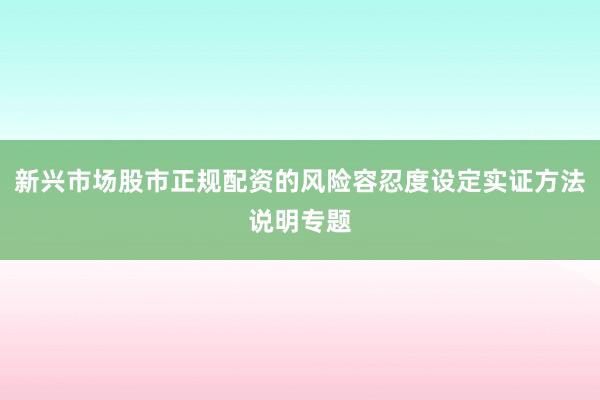 新兴市场股市正规配资的风险容忍度设定实证方法说明专题