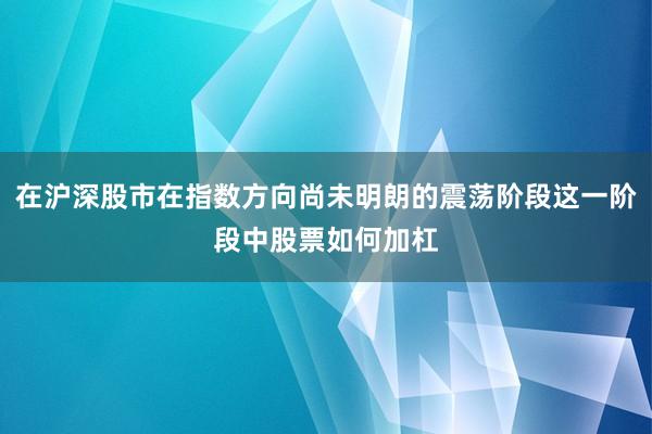 在沪深股市在指数方向尚未明朗的震荡阶段这一阶段中股票如何加杠