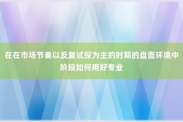 在在市场节奏以反复试探为主的时期的盘面环境中阶段如何用好专业