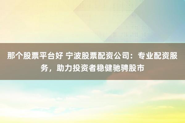 那个股票平台好 宁波股票配资公司：专业配资服务，助力投资者稳健驰骋股市
