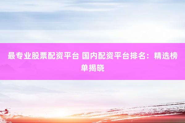 最专业股票配资平台 国内配资平台排名：精选榜单揭晓