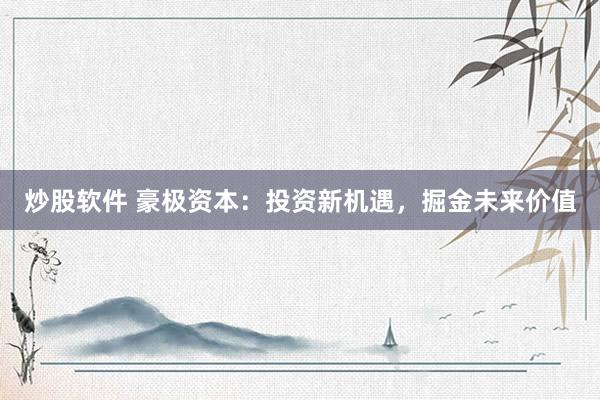 炒股软件 豪极资本：投资新机遇，掘金未来价值